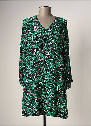 Robe courte coupe évasée manches longues vert LA FEE MARABOUTEE femme