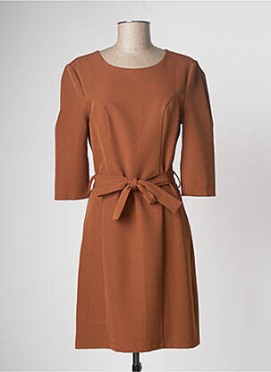 Robe mi-longue manches 3/4 manches 3/4 marron JODI MILLS femme