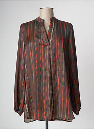 Blouse imprimé fantaisie manches longues marron LE STREGHE femme