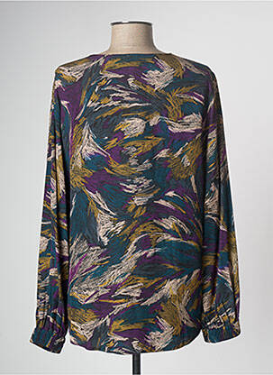 Blouse tissage popeline manches longues vert DES PETITS HAUTS femme