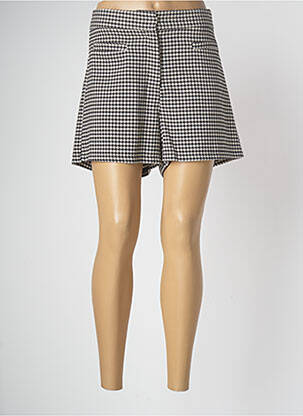 Short fermeture zippée sous rabat avec crochet taille haute noir CRAZY WOOL femme