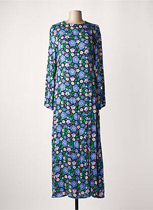 Robe longue manches longues manches longues bleu BIZANCE femme