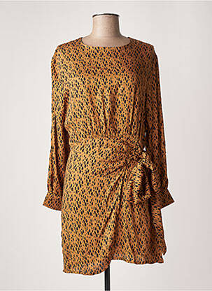 Robe courte manches longues manches longues marron BIZANCE femme