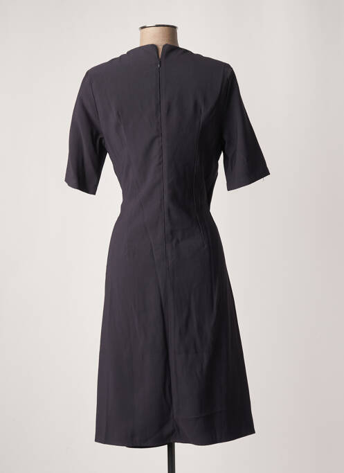 Robe mi-longue tissage crêpe manches courtes bleu ARTLOVE femme