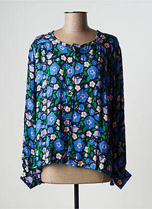 Chemisier imprimé fleurs manches longues bleu BIZANCE femme
