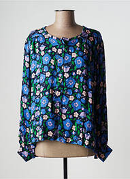 Chemisier imprimé fleurs manches longues bleu BIZANCE femme