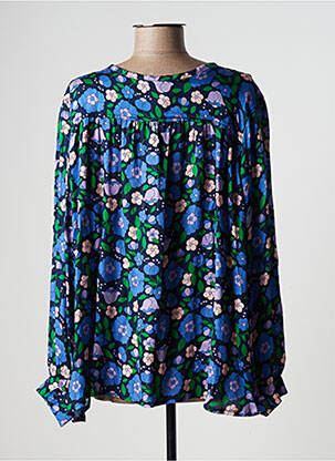 Chemisier imprimé fleurs manches longues bleu BIZANCE femme