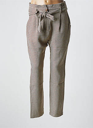 Pantalon droit taille haute taille haute marron LA PETITE ETOILE femme