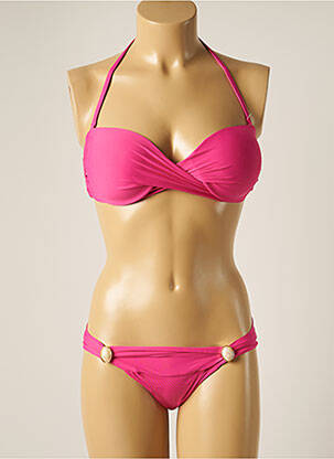 Maillot de bain 2 pièces stretch haut soutien-gorge moulé rose LARISSA MINATTO femme