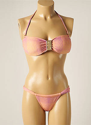 Maillot de bain 2 pièces stretch haut soutien-gorge balconnet orange LARISSA MINATTO femme