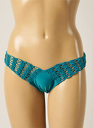 Bas de maillot de bain effet matière satinée culotte bleu DESPI femme