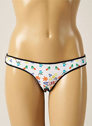 Bas de maillot de bain imprimé fleurs culotte blanc DESPI femme