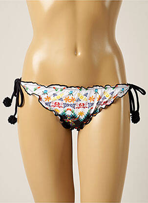 Bas de maillot de bain imprimé fleurs bikini blanc DESPI femme