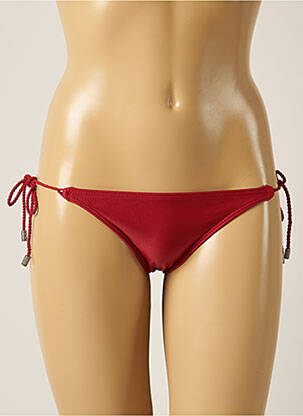 Bas de maillot de bain effet matière satinée bikini rouge DESPI femme