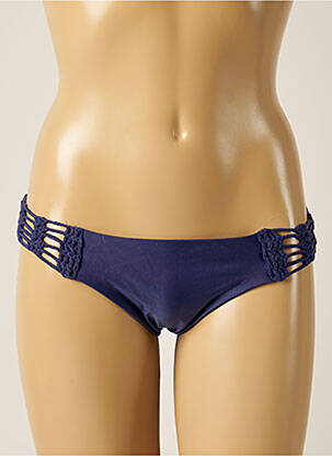 Bas de maillot de bain effet matière satinée culotte bleu DESPI femme