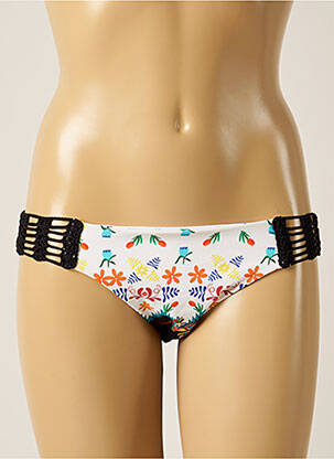 Bas de maillot de bain imprimé fleurs culotte blanc DESPI femme