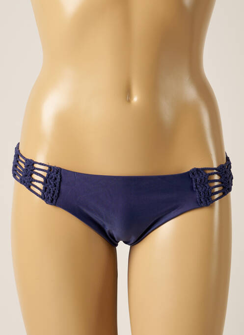 Bas de maillot de bain effet matière satinée culotte bleu DESPI femme