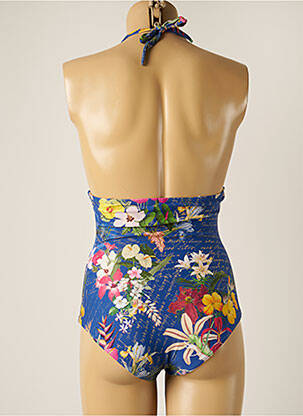 Maillot de bain 1 pièce effet matière satinée haut soutien-gorge avec mousse de rembourrage amovible bleu BLUEMAN femme
