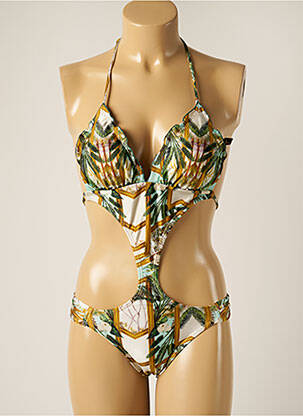 Maillot de bain 1 pièce effet matière satinée haut soutien-gorge avec mousse de rembourrage amovible vert LUA MORENA femme