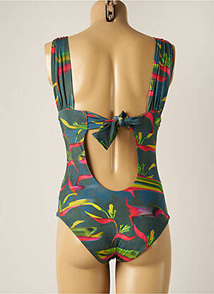 Maillot de bain 1 pièce imprimé fantaisie haut soutien-gorge avec mousse de rembourrage amovible vert SAHA femme
