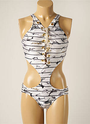 Maillot de bain 1 pièce effet matière satinée haut soutien-gorge moulé blanc LUA MORENA femme