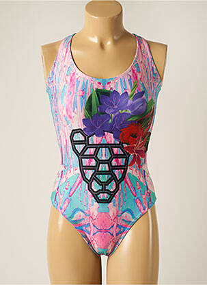 Maillot de bain 1 pièce imprimé fantaisie haut bandeau rose BLUEMAN femme