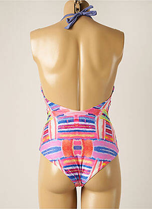 Maillot de bain 1 pièce imprimé fantaisie haut triangles rose SAHA femme