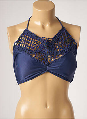 Haut de maillot de bain fermeture liens à nouer haut soutien-gorge moulé bleu DESPI femme