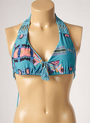 Haut de maillot de bain fermeture liens à nouer haut soutien-gorge moulé bleu DESPI femme