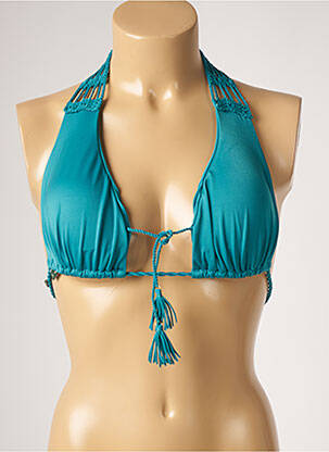 Haut de maillot de bain fermeture liens à nouer haut soutien-gorge moulé bleu DESPI femme
