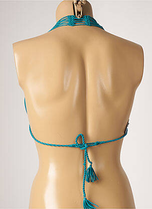 Haut de maillot de bain fermeture liens à nouer haut soutien-gorge moulé bleu DESPI femme