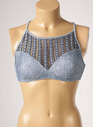Haut de maillot de bain fermeture liens à nouer haut soutien-gorge moulé bleu DESPI femme