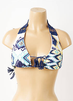 Haut de maillot de bain fermeture liens à nouer haut soutien-gorge moulé bleu DESPI femme