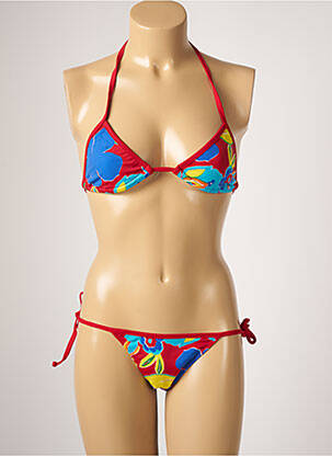 Maillot de bain 2 pièces stretch haut soutien-gorge emboitant rouge TALINDA femme