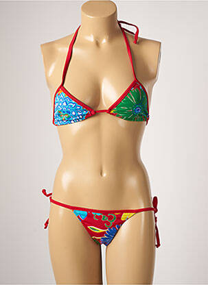 Maillot de bain 2 pièces stretch haut soutien-gorge emboitant rouge TALINDA femme