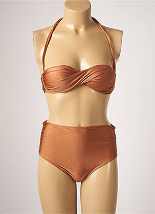 Maillot de bain 2 pièces stretch haut soutien-gorge balconnet marron RIO DE SOL femme