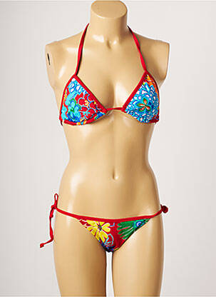 Maillot de bain 2 pièces stretch haut soutien-gorge emboitant rouge TALINDA femme