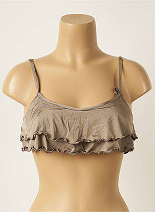 Haut de maillot de bain bretelles élastiquées ajustables haut soutien-gorge balconnet marron BANANA MOON femme