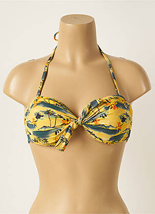 Haut de maillot de bain fermeture liens à nouer haut soutien-gorge moulé jaune BANANA MOON femme