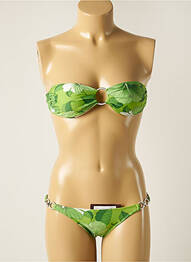 Maillot de bain 2 pièces fermeture liens à nouer haut soutien-gorge moulé vert RIO DE SOL femme