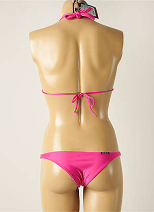 Maillot de bain 2 pièces fermeture liens à nouer haut triangles rose RIO DE SOL femme