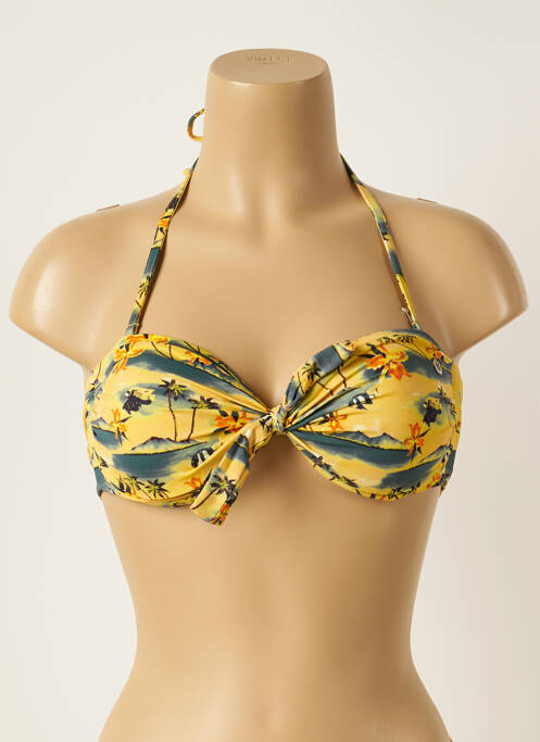 Haut de maillot de bain fermeture liens à nouer haut soutien-gorge moulé jaune BANANA MOON femme