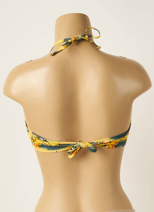 Haut de maillot de bain fermeture liens à nouer haut soutien-gorge moulé jaune BANANA MOON femme
