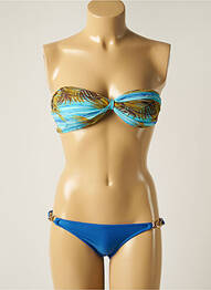 Maillot de bain 2 pièces fermeture liens à nouer haut soutien-gorge balconnet bleu RIO DE SOL femme