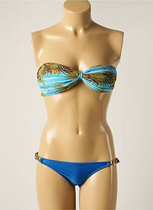 Maillot de bain 2 pièces fermeture liens à nouer haut soutien-gorge balconnet bleu RIO DE SOL femme
