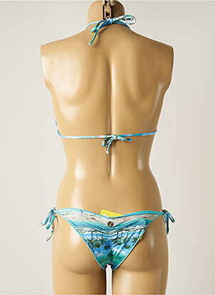Maillot de bain 2 pièces fermeture liens à nouer haut triangles bleu MARYSSIL femme