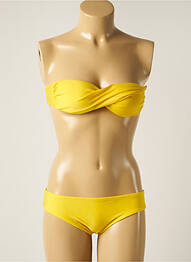 Maillot de bain 2 pièces fermeture liens à nouer haut soutien-gorge balconnet jaune RIO DE SOL femme