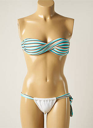 Maillot de bain 2 pièces fermeture liens à nouer haut soutien-gorge balconnet bleu RIO DE SOL femme