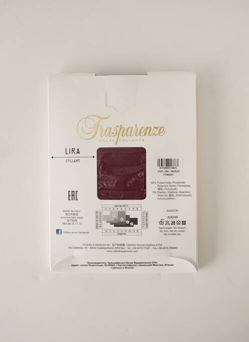 Collants rouge TRASPARENZE femme