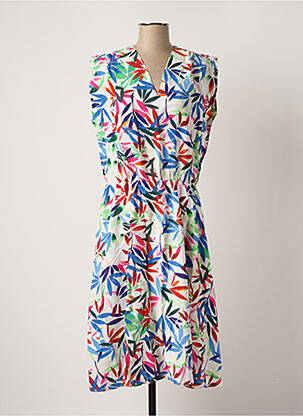 Robe mi-longue imprimé fleurs manches courtes bleu MOLLY BRACKEN femme
